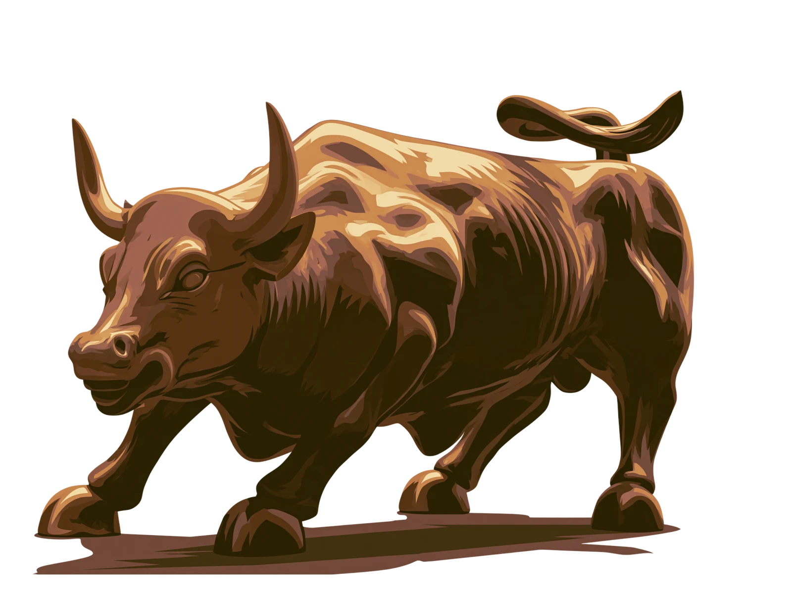 The Charging Bull, rendered in horizontal line-art