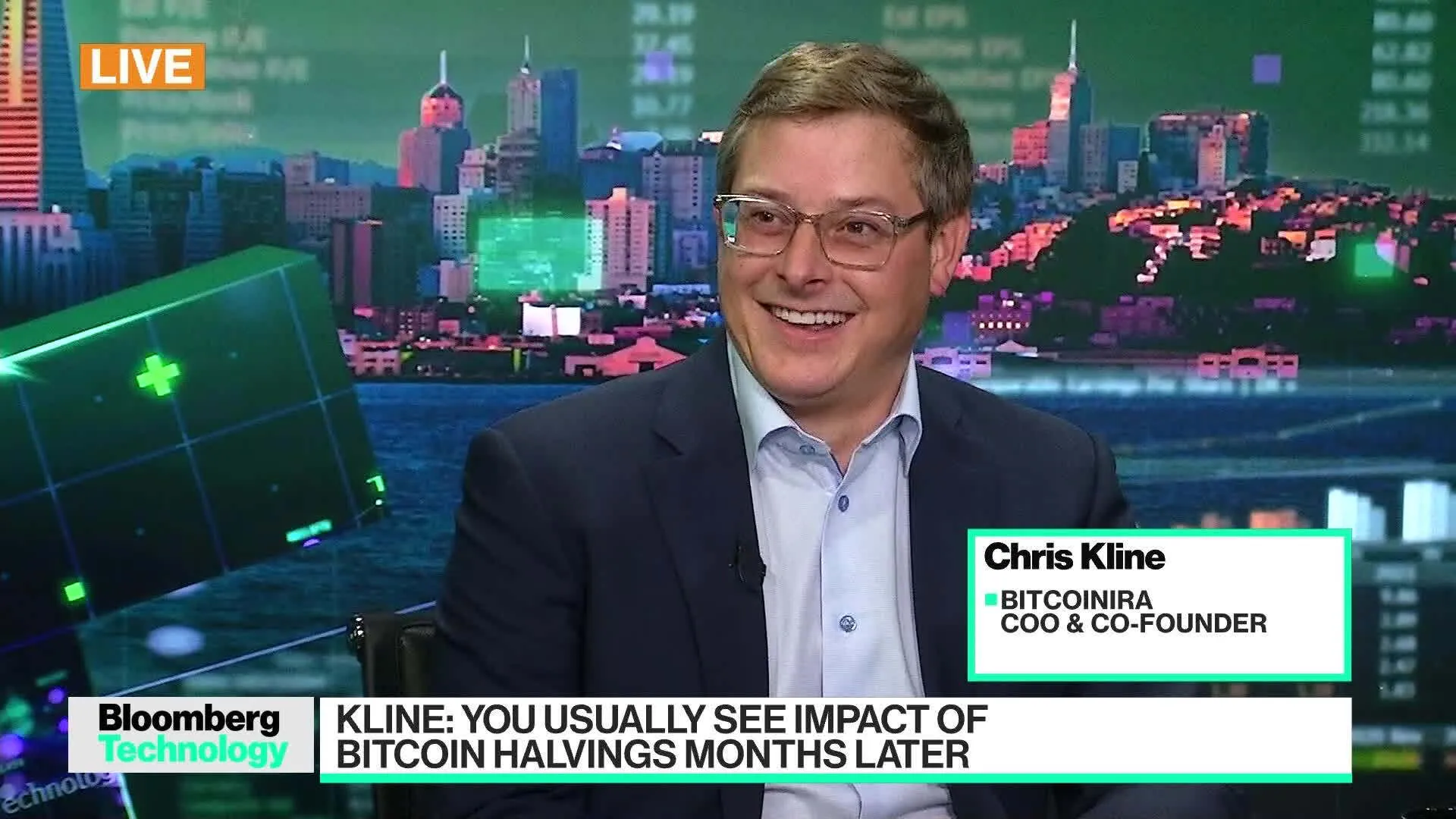 BitcoinIRA co-founder Chris Kline on Bloomberg discussing Bitcoin's halving