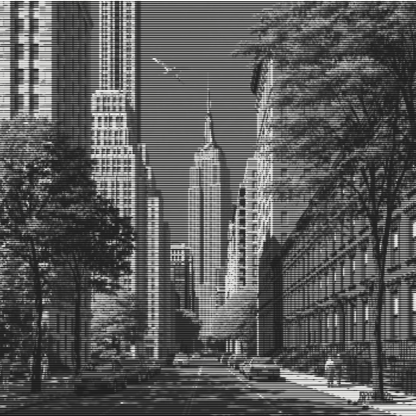 New York avenue toward the Empire State, rendered in horizontal line-art